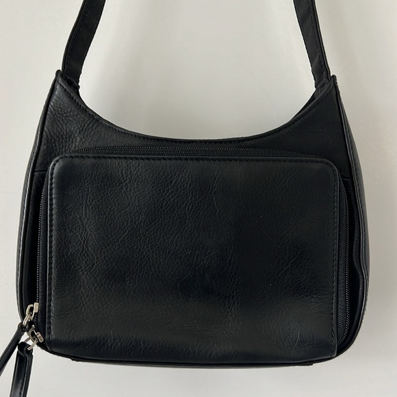 Vintage Y2K Fossil Black Leather Shoulder Handbag - Picture 5 of 16